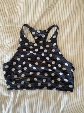 Outdoor Voices Black & White Polka Dot High Neck Sports Bra